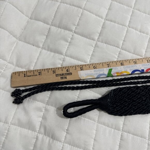 Vintage Statement Shell Braided Belt Womens Waist 80s 90s Boho Black Beaded - Picture 12 of 15